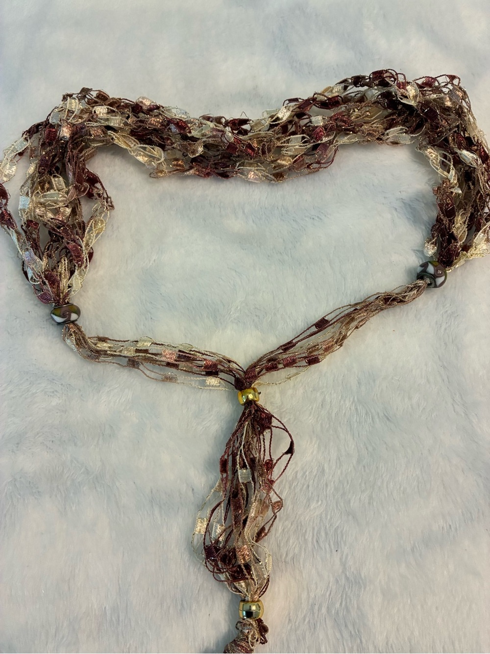 Multi-Strand Burgundy and Gold Tassel Necklace - Women Jewelry